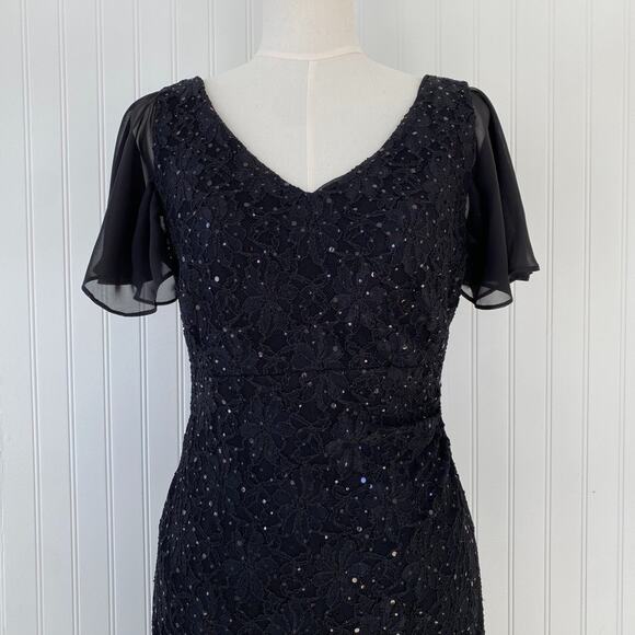 Vintage Womens Whimsigoth Lace Maxi Dress Size 5 Sequins Empire Waist 90s Glam - Picture 4 of 16